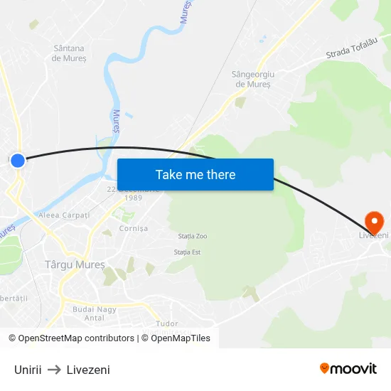 Unirii to Livezeni map