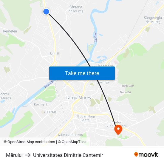 Mărului to Universitatea Dimitrie Cantemir map