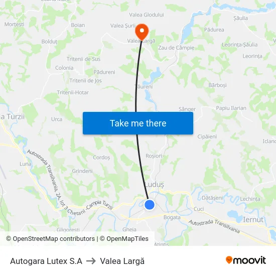 Autogara Lutex S.A to Valea Largă map