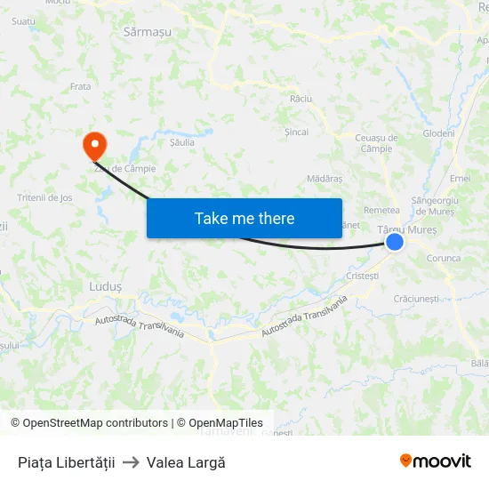 Piața Libertății to Valea Largă map