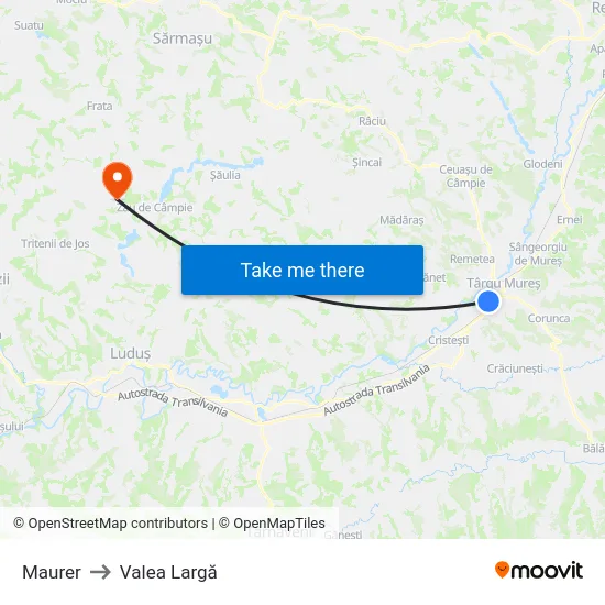 Maurer to Valea Largă map