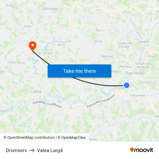 Drumserv to Valea Largă map
