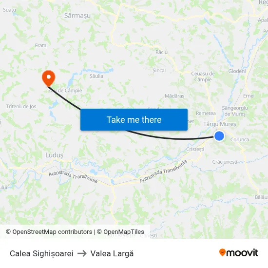 Calea Sighișoarei to Valea Largă map