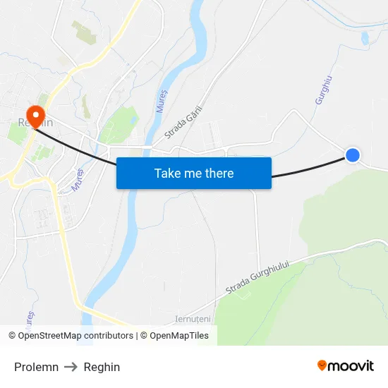 Prolemn to Reghin map