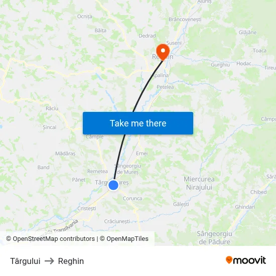 Târgului to Reghin map