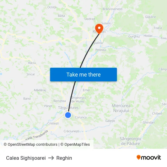 Calea Sighișoarei to Reghin map