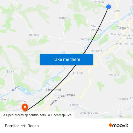 Pomilor to Recea map