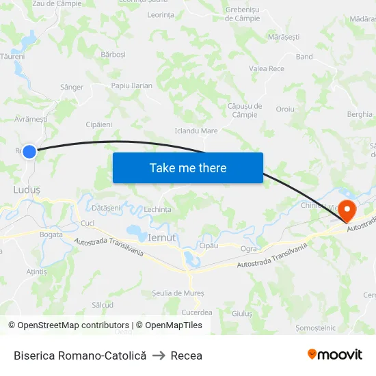 Biserica Romano-Catolică to Recea map