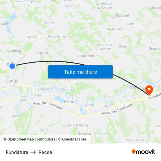 Fundătura to Recea map