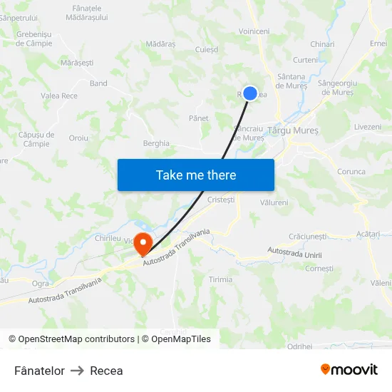 Fânațelor to Recea map
