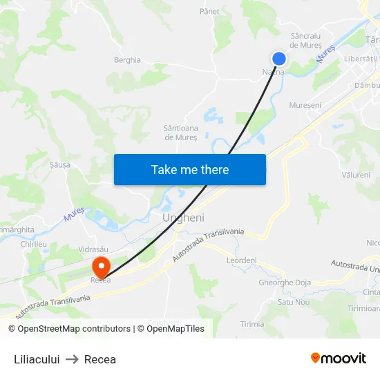 Liliacului to Recea map