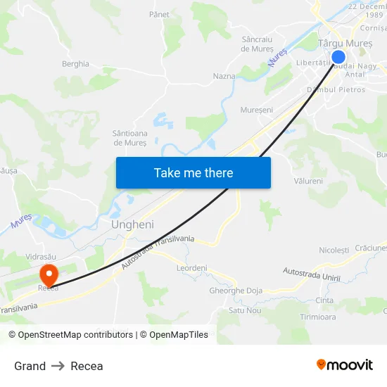 Grand to Recea map