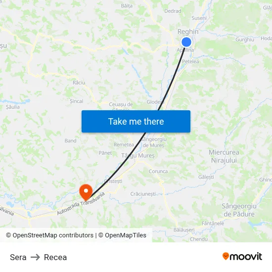 Sera to Recea map