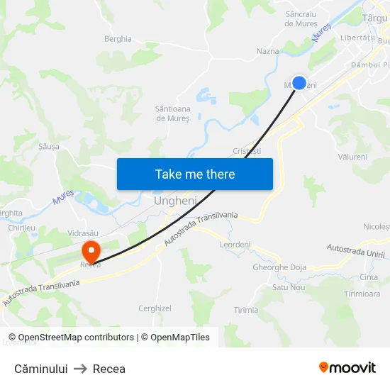 Căminului to Recea map