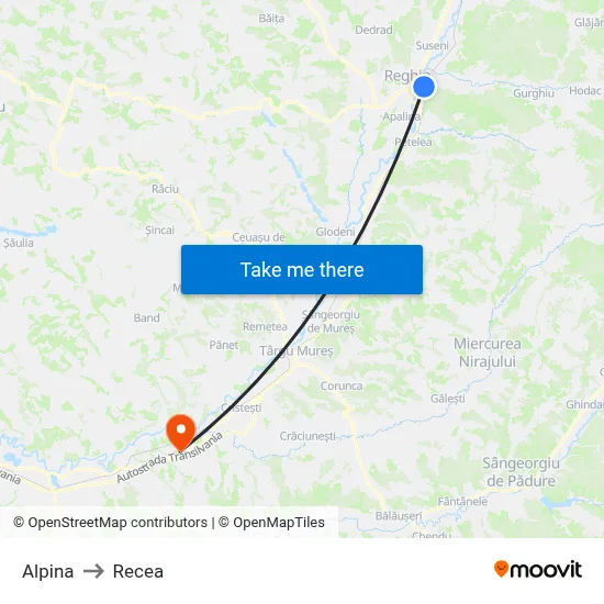 Alpina to Recea map
