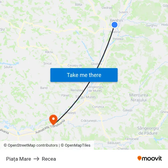 Piața Mare to Recea map