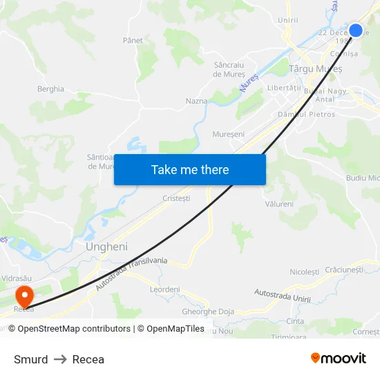 Smurd to Recea map