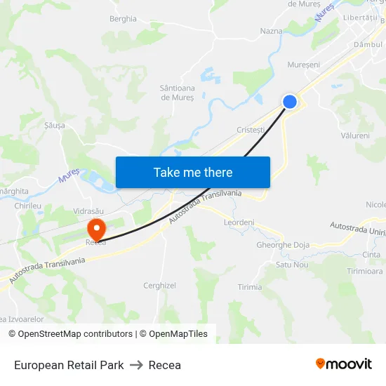 European Retail Park to Recea map