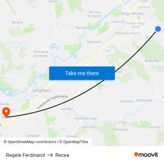 Regele Ferdinand to Recea map
