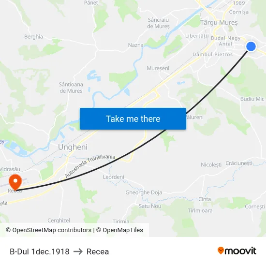 B-Dul 1dec.1918 to Recea map