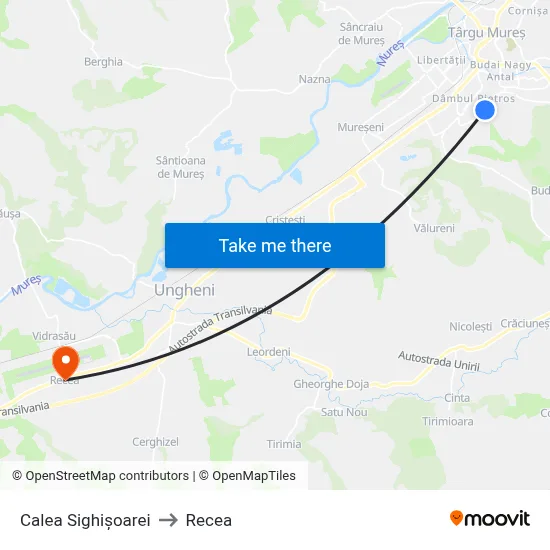 Calea Sighișoarei to Recea map