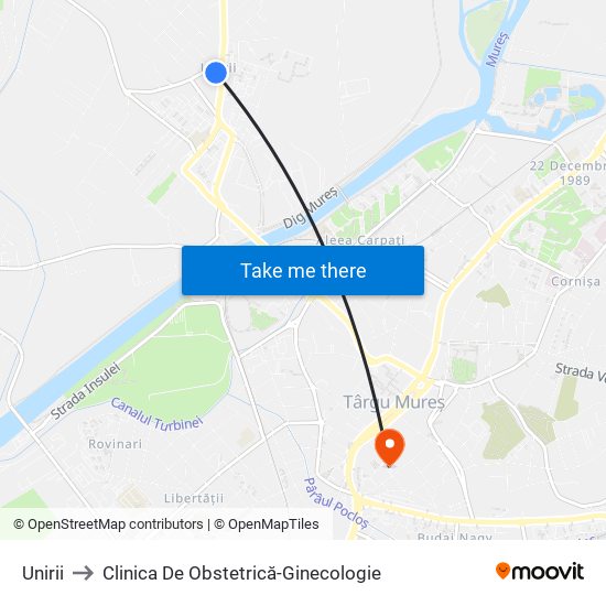 Unirii to Clinica De Obstetrică-Ginecologie map