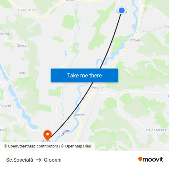 Sc.Specială to Glodeni map