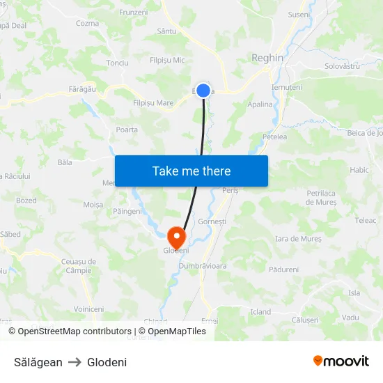 Sălăgean to Glodeni map