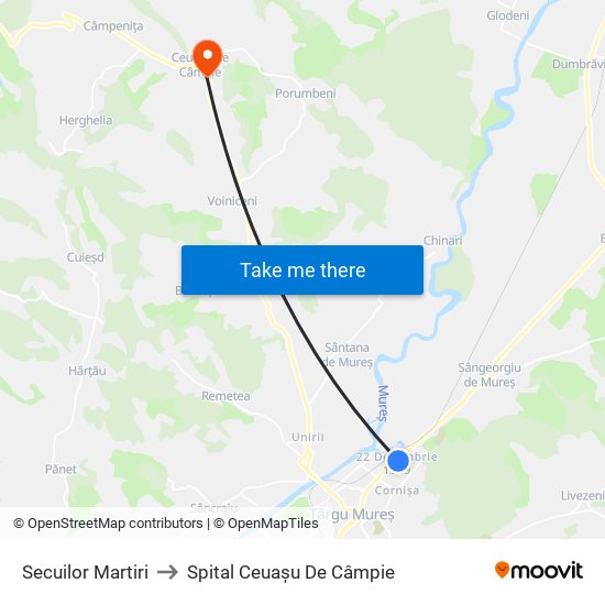 Secuilor Martiri to Spital Ceuașu De Câmpie map