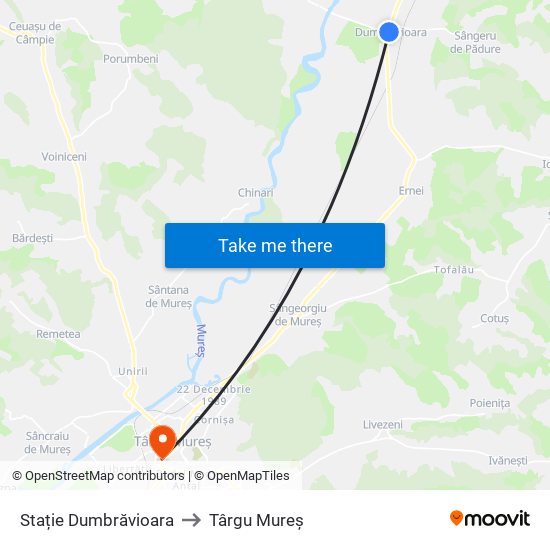 Stație Dumbrăvioara to Târgu Mureș map