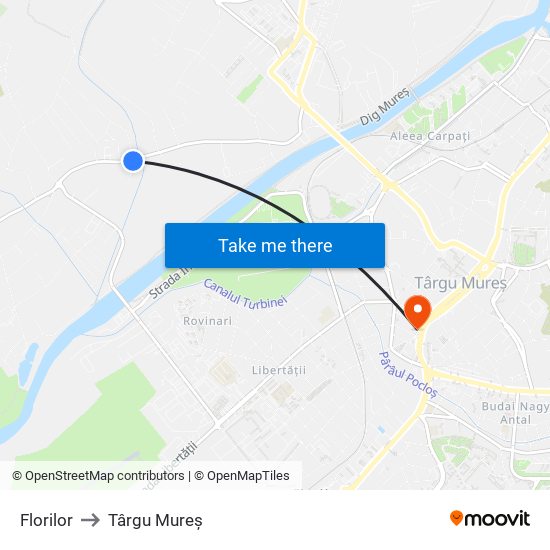 Florilor to Târgu Mureș map