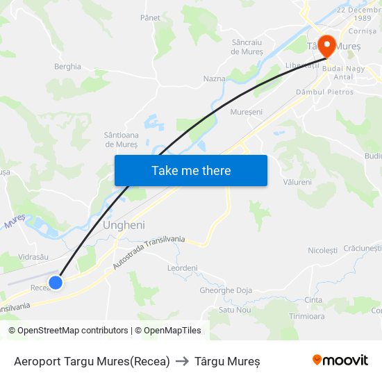 Aeroport Targu Mures(Recea) to Târgu Mureș map