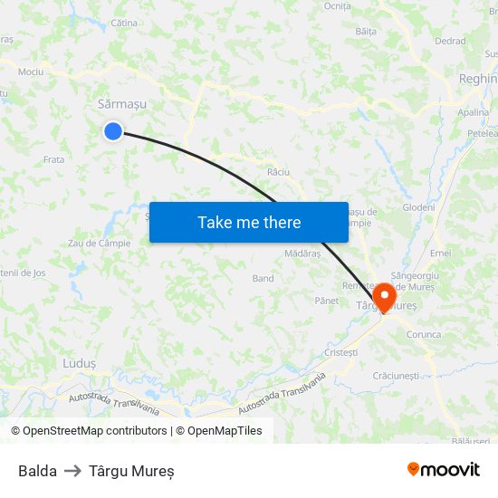 Balda to Târgu Mureș map