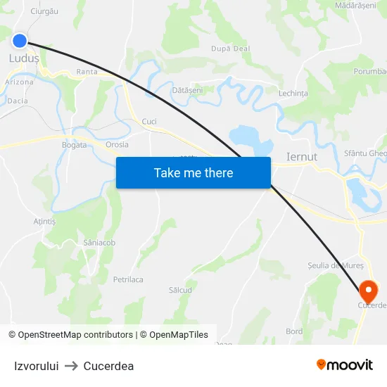 Izvorului to Cucerdea map