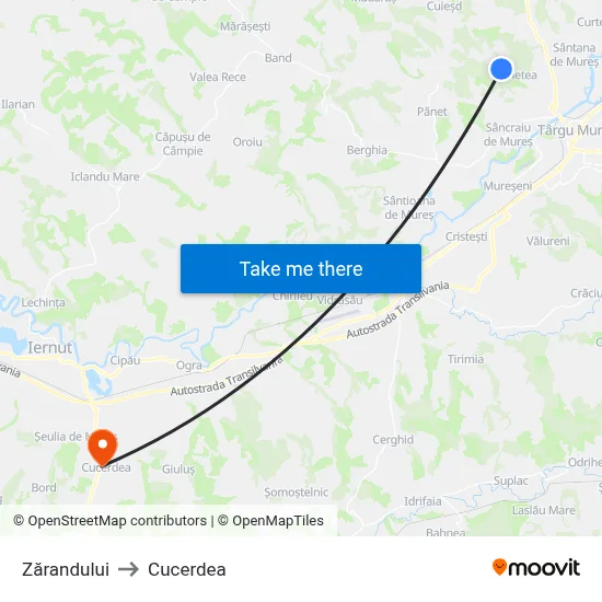 Zărandului to Cucerdea map