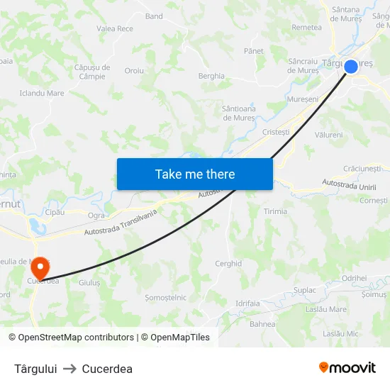 Târgului to Cucerdea map