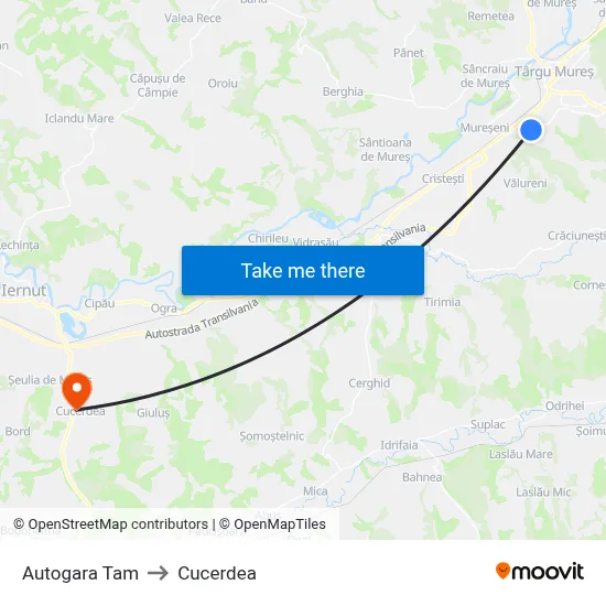 Autogara Tam to Cucerdea map