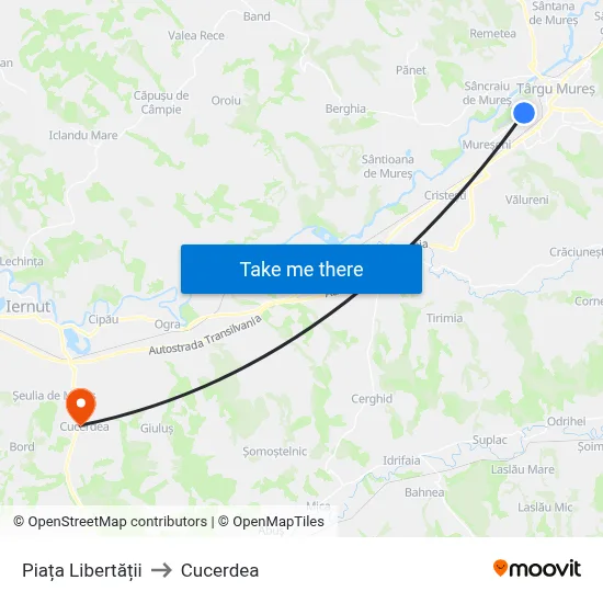 Piața Libertății to Cucerdea map