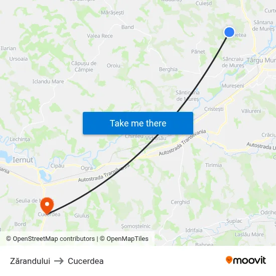 Zarandului to Cucerdea map