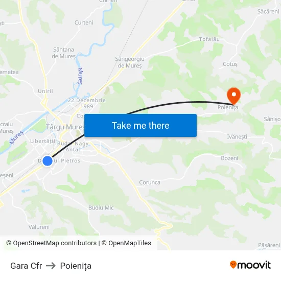 Gara Cfr to Poienița map