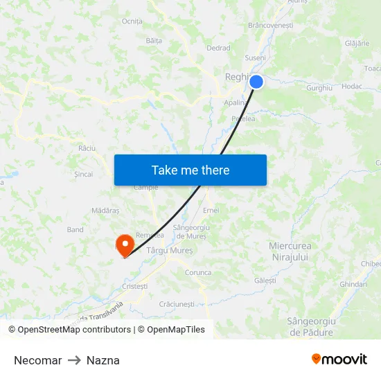 Necomar to Nazna map