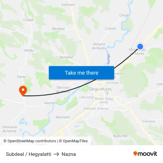 Subdeal / Hegyalatti to Nazna map