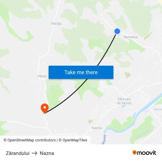 Zărandului to Nazna map