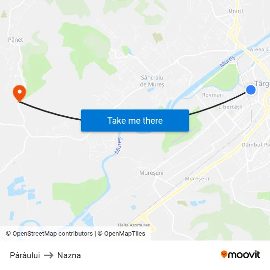 Pârâului to Nazna map