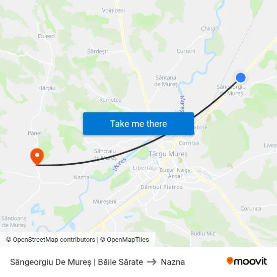 Sângeorgiu De Mureș | Băile Sărate to Nazna map