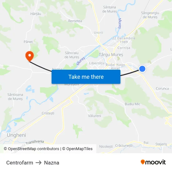 Centrofarm to Nazna map