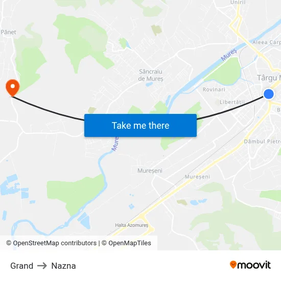 Grand to Nazna map