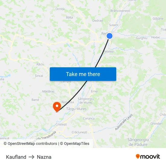 Kaufland to Nazna map