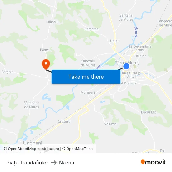 Piața Trandafirilor to Nazna map