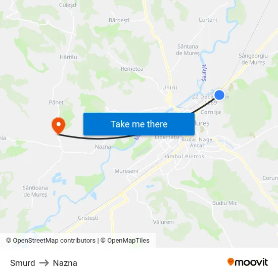 Smurd to Nazna map